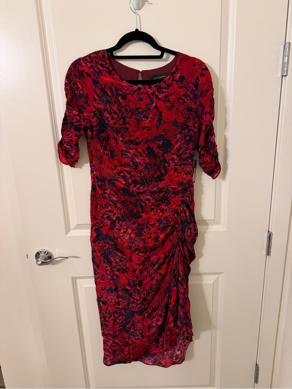 White House Black Market Red and Black Floral Midi Dress